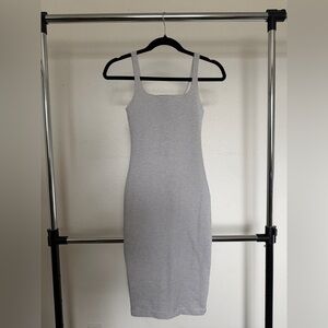 Zara Light Gray Ribbed Midi Dress